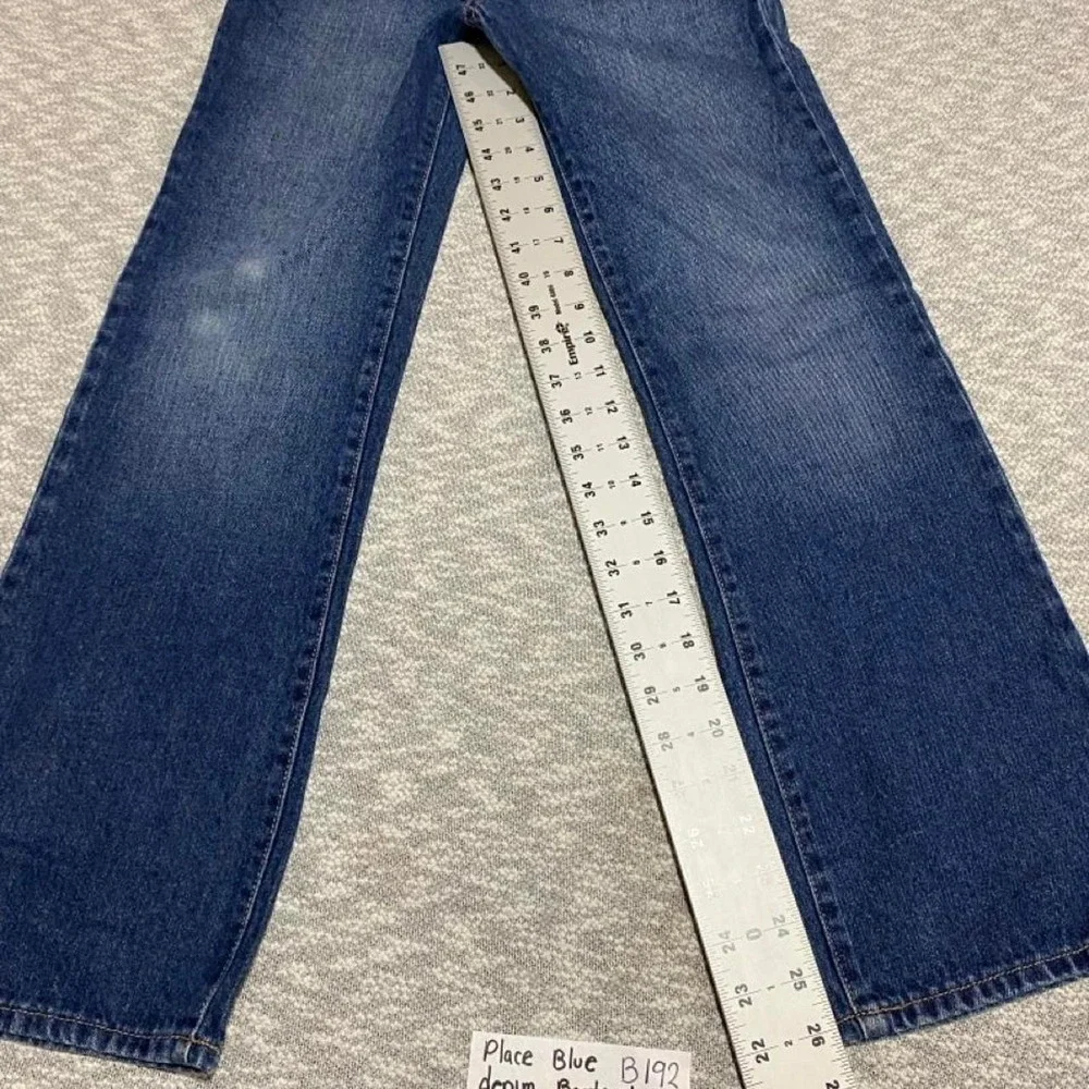 Place Blue Bootcut Jeans kids Size 12 distressed bottom. SKU-B192#bootcut